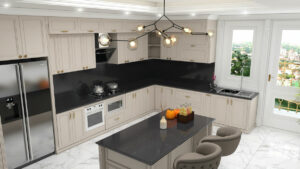 Black Quartz Worktops, Black Mirror Quartz Worktop, A R Quartz